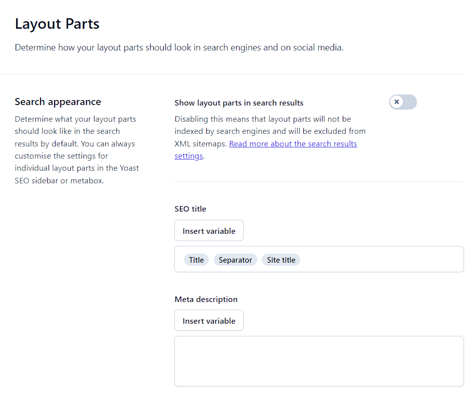 yoast content types layout parts