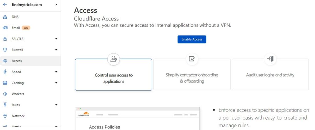 cloudflare access setting