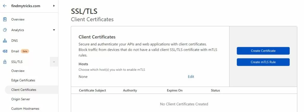 cloudflare client certificates