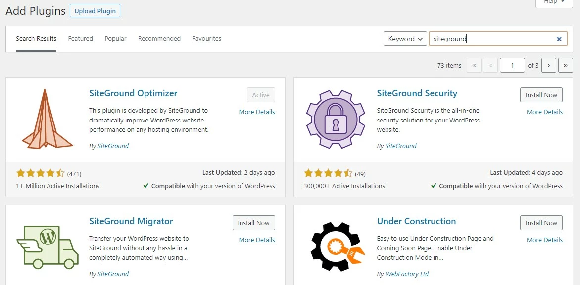 install and activate siteground optimizer