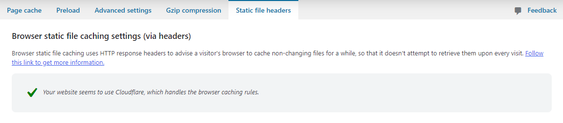 static file headers wpoptimize