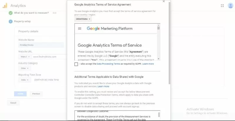 terms of service google analytics