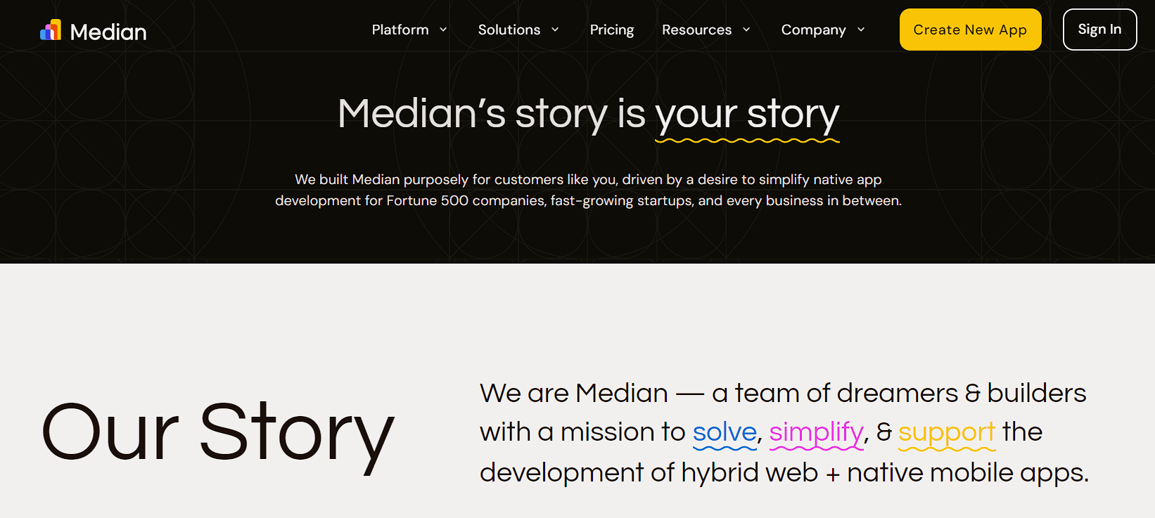 median website to app