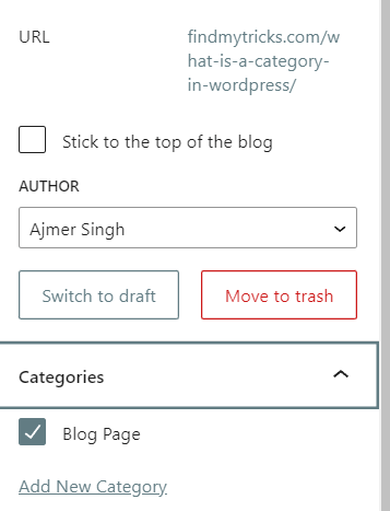 category at post editor