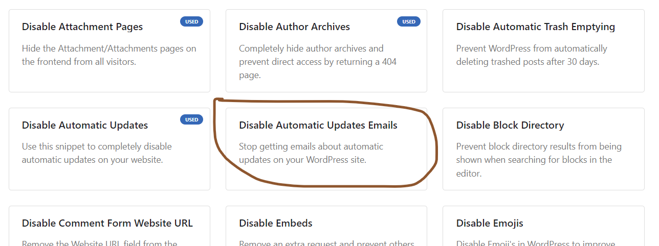 disable automatic updates emails